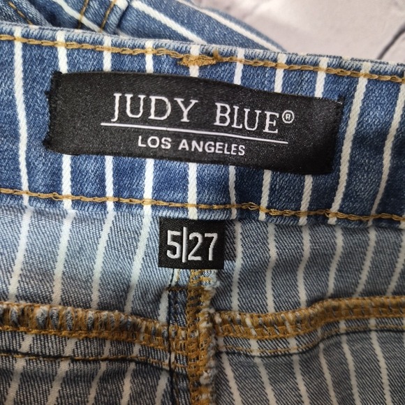 Judy Blue Jeans Womens 5/27 Railroad Striped Super Flare Stretch Denim - Picture 13 of 16